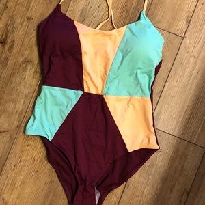 New with tags color block one piece swimsuit